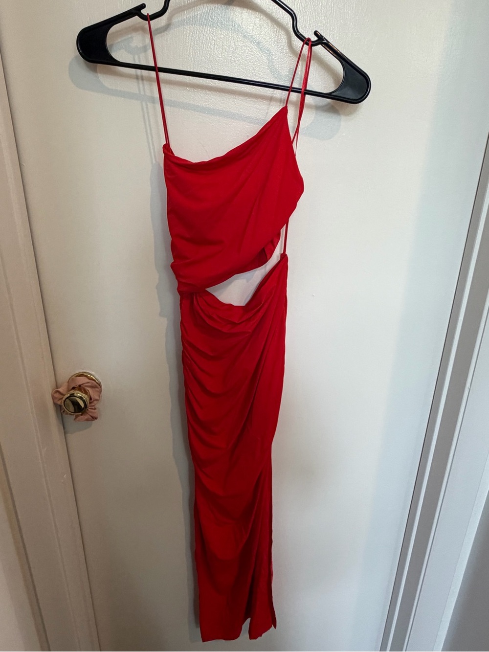 Zara Red Backless Cutout Spaghetti Strap Maxi Dress